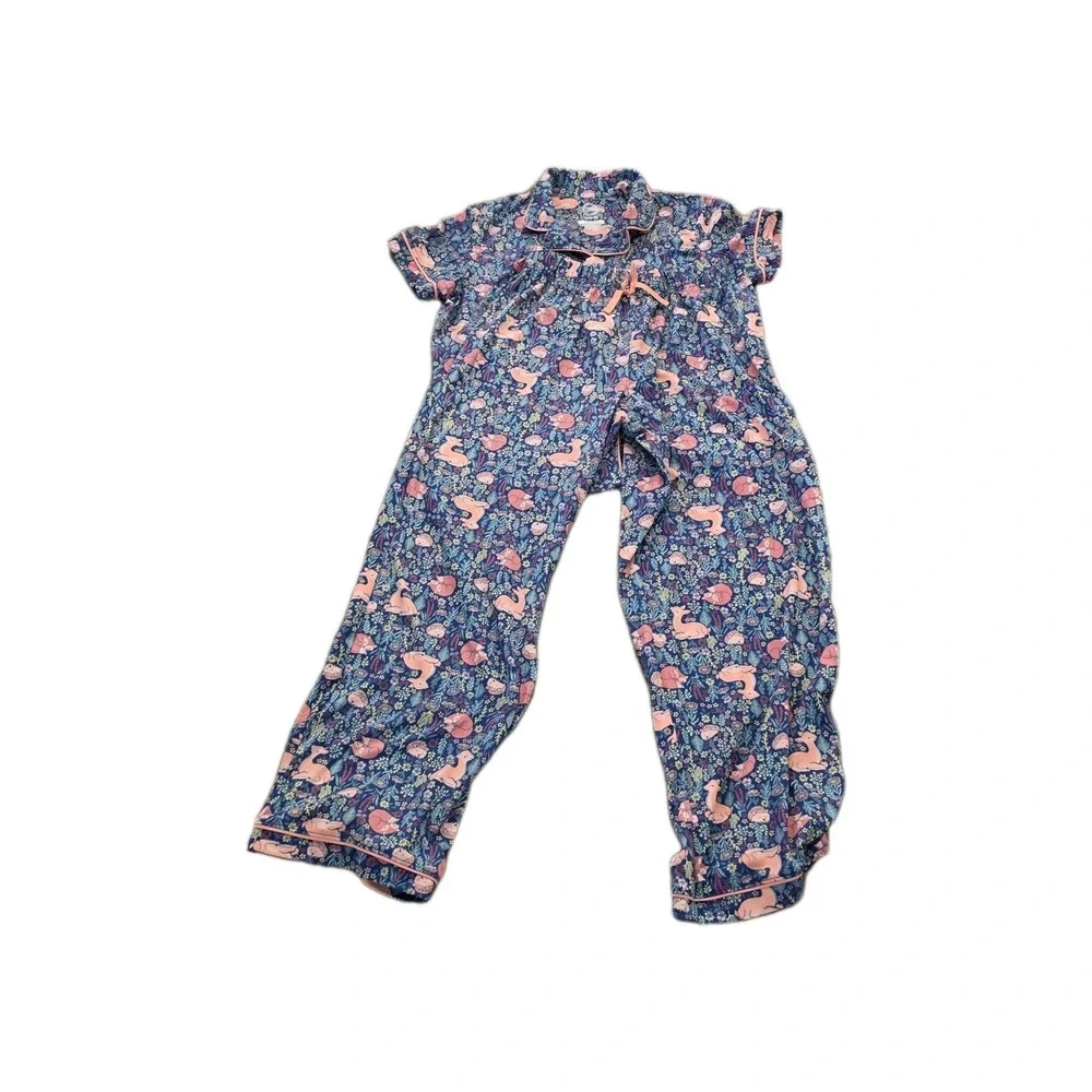 2 PC Wonder Nation Girls Size L  (12-14) Forest Animal Pajama Set FIRE RESISTANT